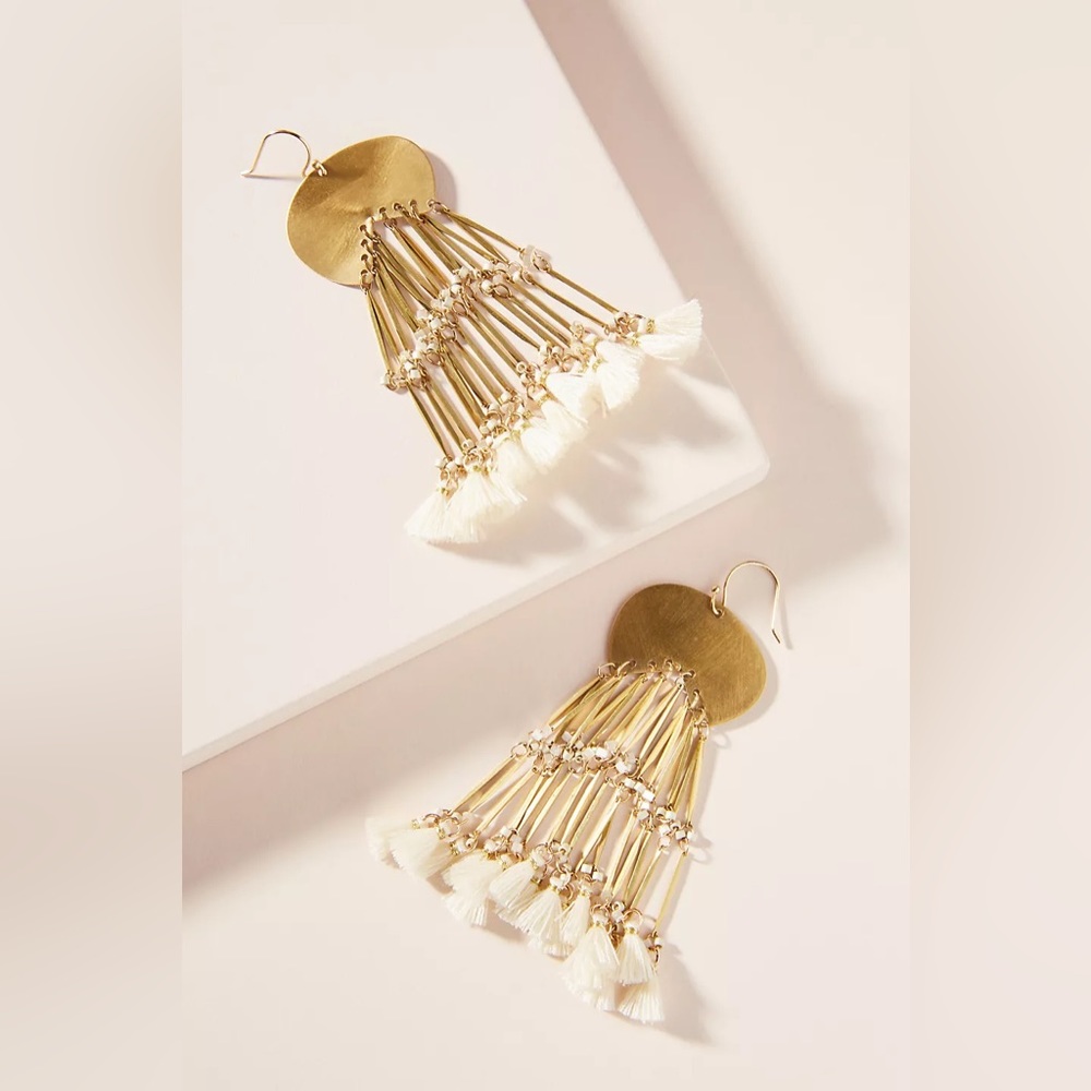 Anthropologie Valencia Fringed Drop Earrings